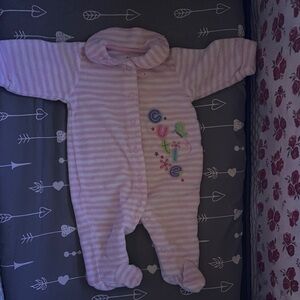Cute Pink Striped 'Cutie' One-Piece Footed Sleeper